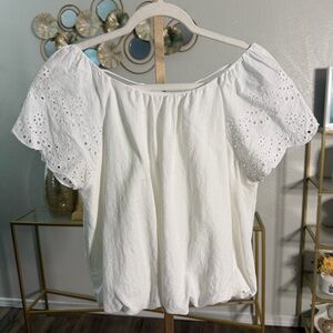 Harlow White Eyelet Sleeve Blouse